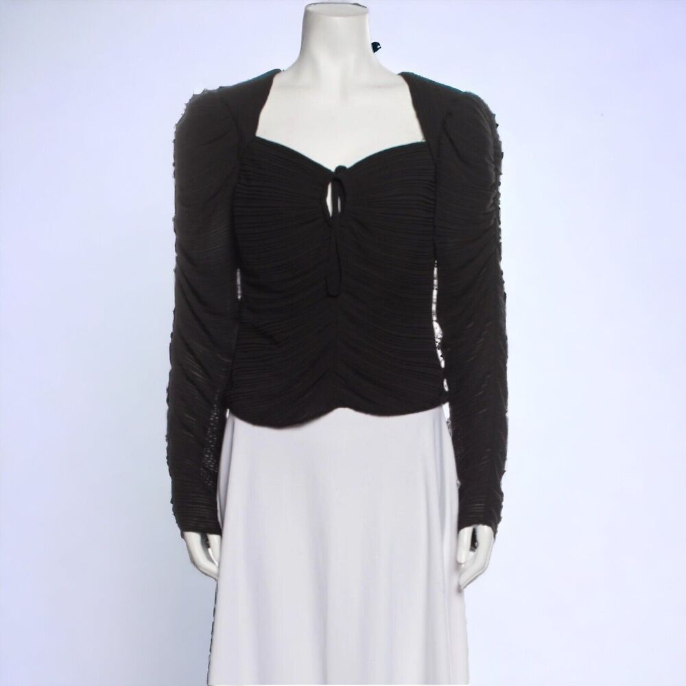FRAME Square Neckline Long Sleeve Crop Top - S 2-4